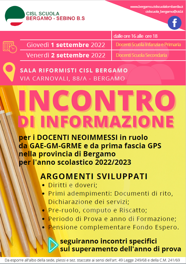 Incontro di informazione neo immessi in ruolo