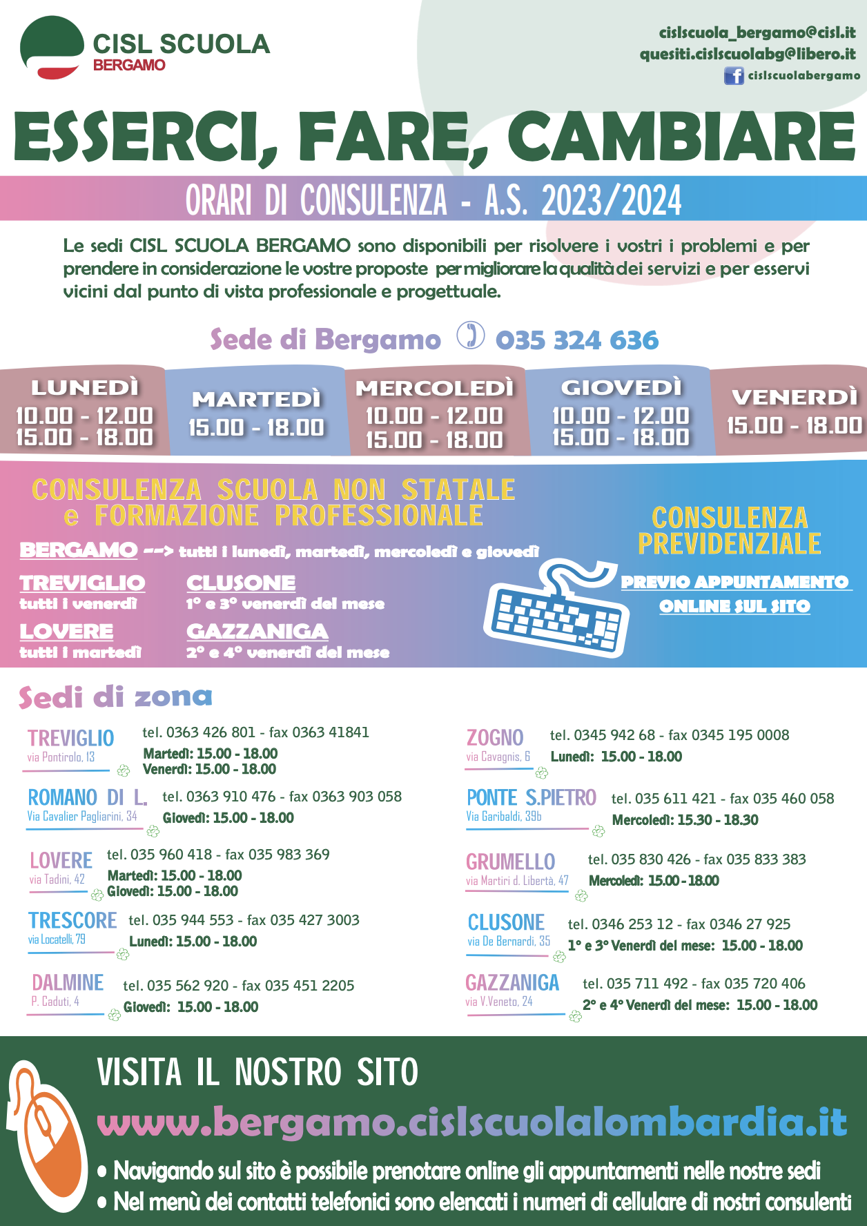 Orari CISL Scuola Bergamo 23-24