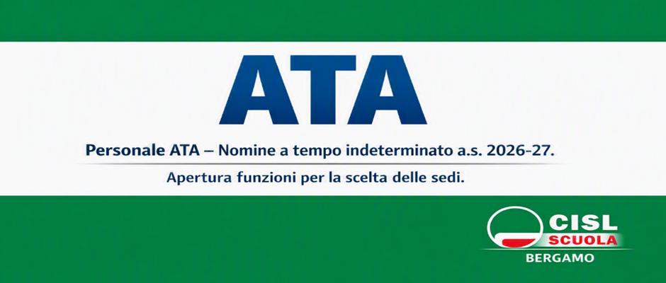 PERSONALE ATA NOMINE A TEMPO INDETERMINATO A.S. 2026-27.  APERTURA FUNZIONI PER LA SCELTA DELLE SEDI.